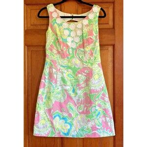 Lilly Pulitzer Womens 6 Pink Barbie Sleeveless Summer Dress Cotton Lined Short